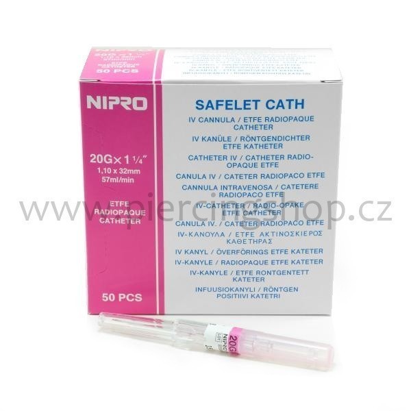 Jehla na píchání piercingu růžová 1.1 mm 50 ks balení