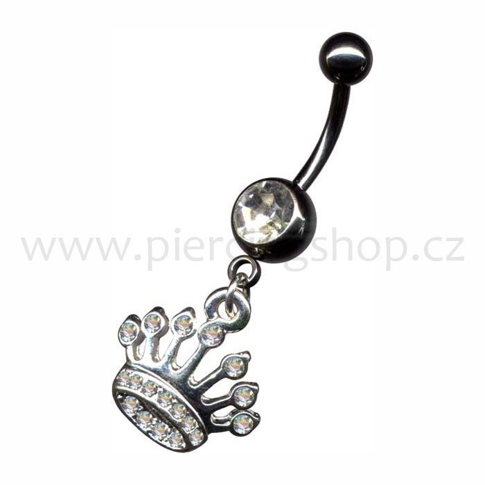 Piercing do pupíku korunka s kamínky