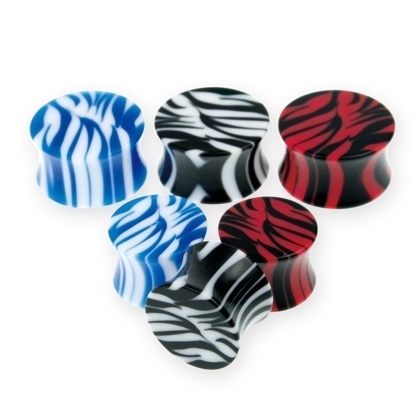 Piercing do ucha plný plug Acryl ZEBRAX