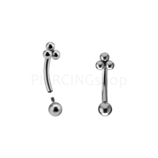 Titanový piercing do obočí zdobený tři kuličky