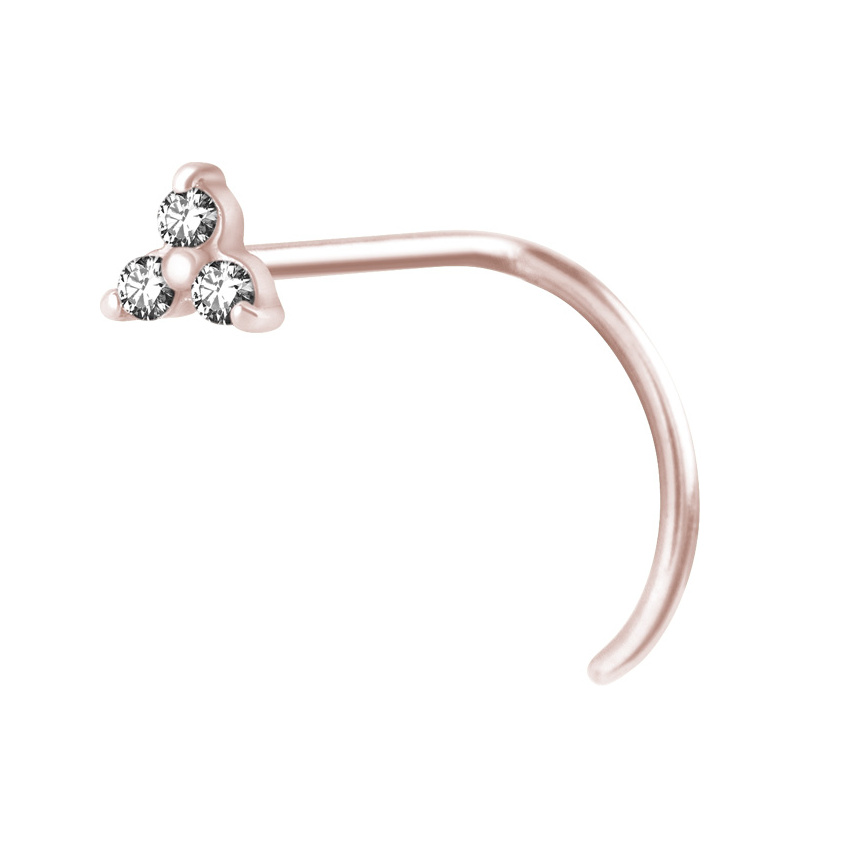 Piercing do nosu - nosovka se třemi kamínky. Piercing nos.