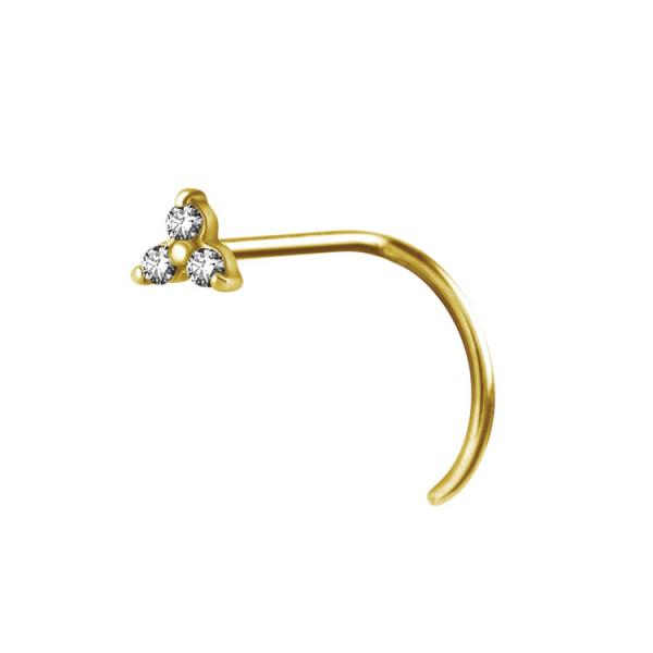 Piercing do nosu - nosovka se třemi kamínky. Piercing nos.