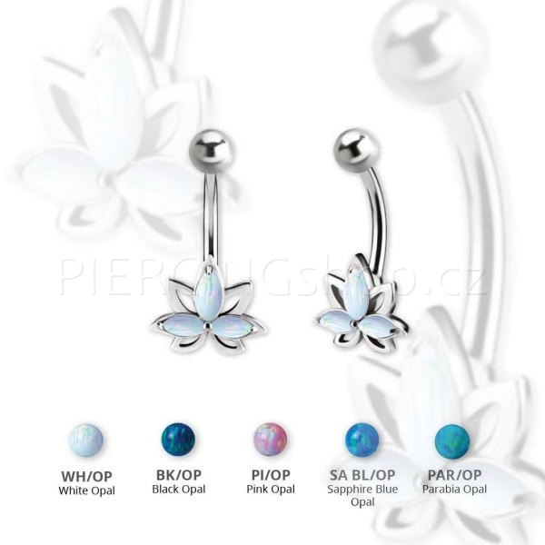 Luxusní titanový piercing do pupíku květ s opály