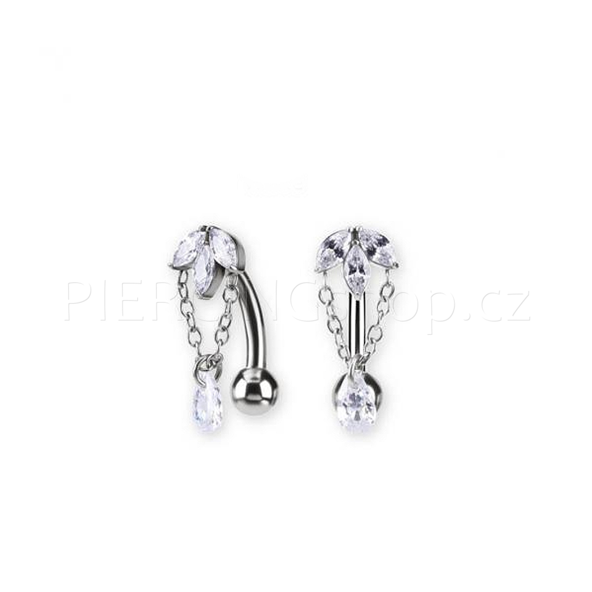 ový piercing do pupíku s kamínky Premium Zirconia Nickel Free.